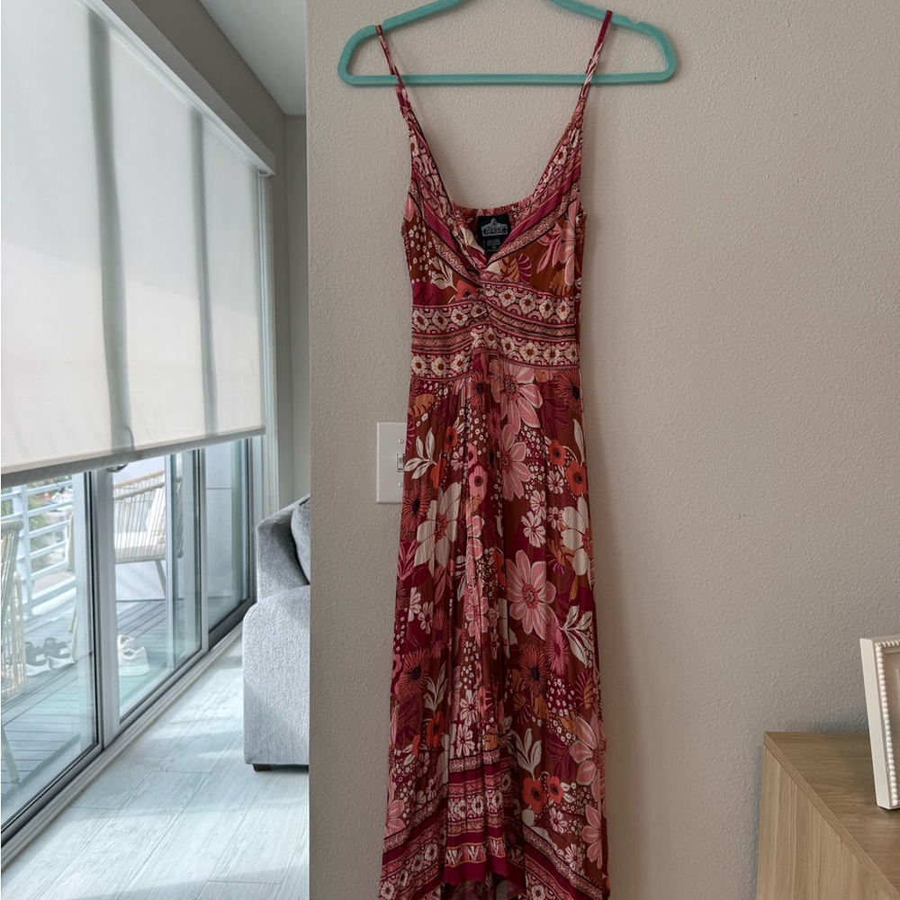 Angie Red and Pink Floral Maxi Dress